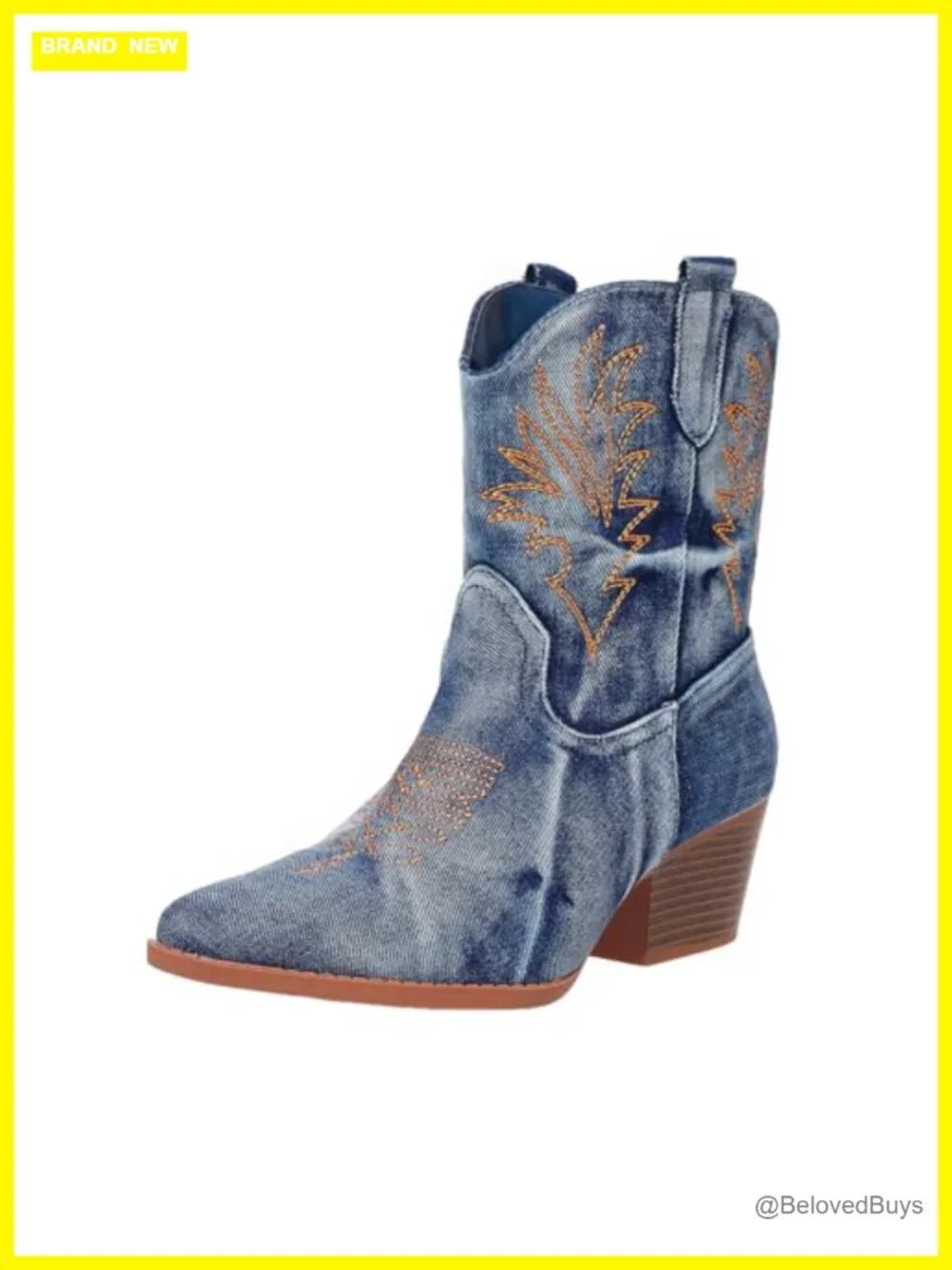 Pointed Toe Cowboy Booties with Low Heel for Country Concert